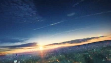 Anime sky sun sunlight cityscape Playmat Gaming Mat Desk