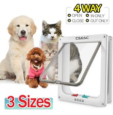 4 Way Safe Lockable Locking Pet Cat Dog Door Brushy Flap Screen L Large Size AU