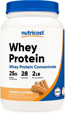 Nutricost Whey Protein Concentrate 2 LB Churro Flavored - Non-GMO, Gluten-Free