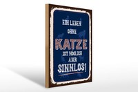 Holzschild Spruch Katze Leben Ohne MöGlich Aber 30X40 Cm