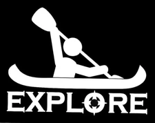 Explore Canoe Boat Graphic White Vinyl Decal Car Window Laptop Tablet Tumbler