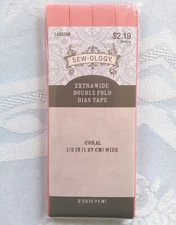 3 yards Coral Pink 1/2" Extra Wide Double Fold BIAS TAPE Sew-ology