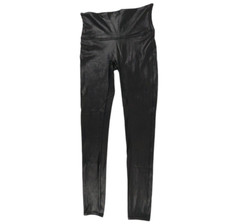 Spanx Ready to Wow Leggings Women's Size Medium Black Stretch Faux Leather EUC