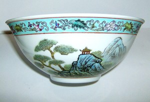 Chinese LARGE BOWL ( LAKE & MOUNTAIN SCENE )160 mm in diameter excellent item