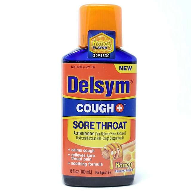 Delsym Cough & Sore Throat Honey 6 oz eBay