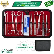 22 Pcs Student Minor Surgery Kit Set W/Free Case Surgical Medical Inst German Gr