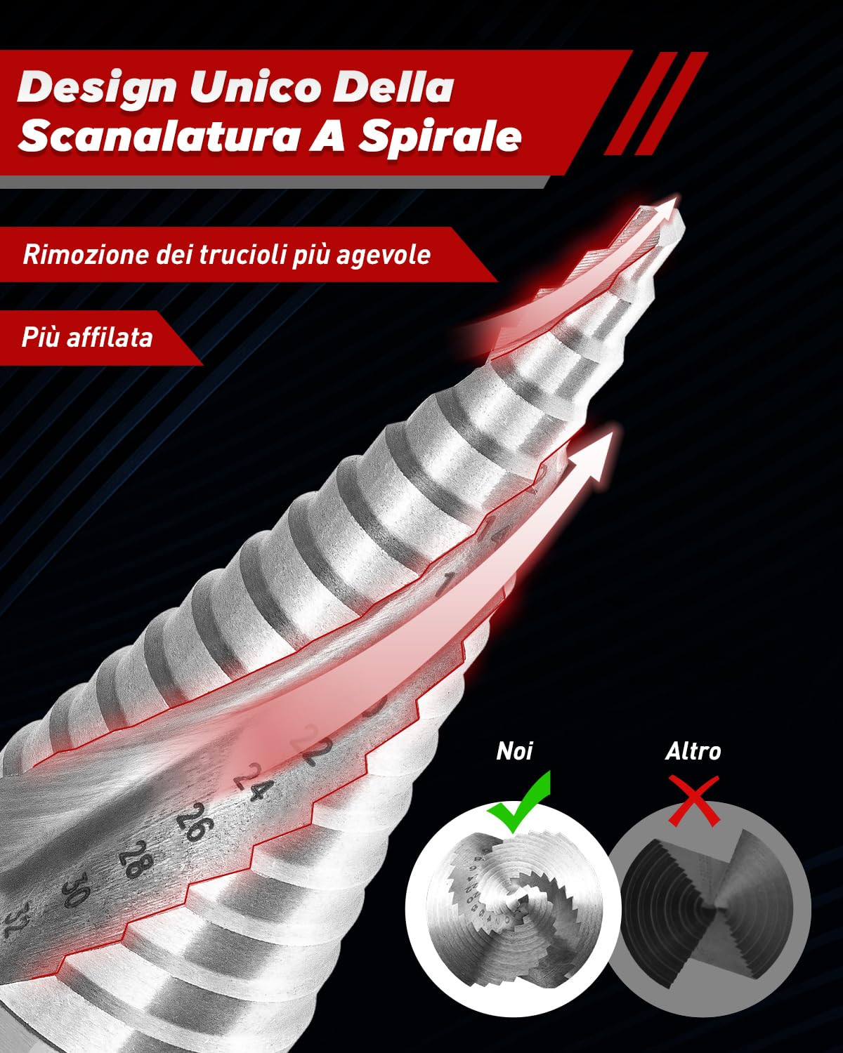 Fresa Conica, 4-32Mm, Alta Qualità HSS 6542 per Metallo, Acciaio, Legno, Ferro,  - 3