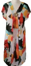 ZARA CORAL WHITE ORANGE ABSTRACT PRINT TUNIC DRESS UK12