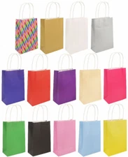6 Paper Bags With Handles - Choose From 14 Colours - Party Gift Treat Candy