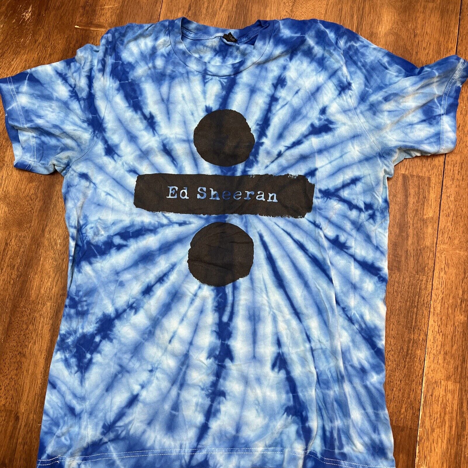 Ed Sheeran Divide Logo Tie Dye Singer Blue Album Shirt Ei-Lo Medium