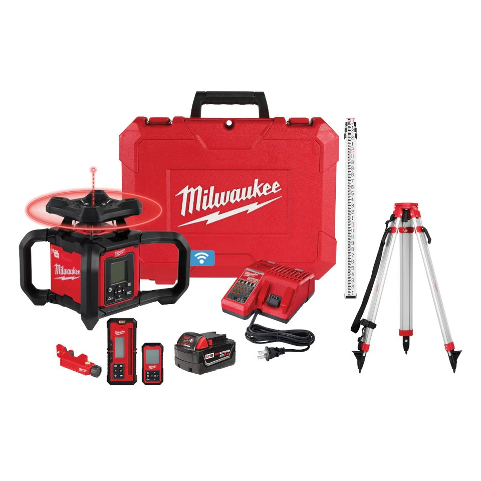 Milwaukee 3704-21T M18 Red Dual Slope Rotary Laser Level Kit