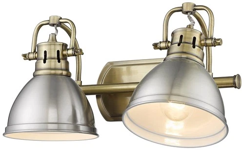 Duncan 16 1/2" Wide Aged Brass and Pewter 2-Light Bath Light - Picture 5 of 6