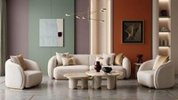 Beiges Wohnzimmer-Set Weiches 3-Sitzer-Sofa Sessel Couchtisch QualitäTsmöBel