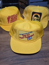 Lot Of 3 Vintage Pepsi Challenge Mesh Snapback Trucker Hats Yellow