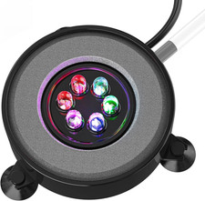 Pawfly 2 Inch Aquarium Air Stone Disc with LED Light Fine Bubbler Diffuser with