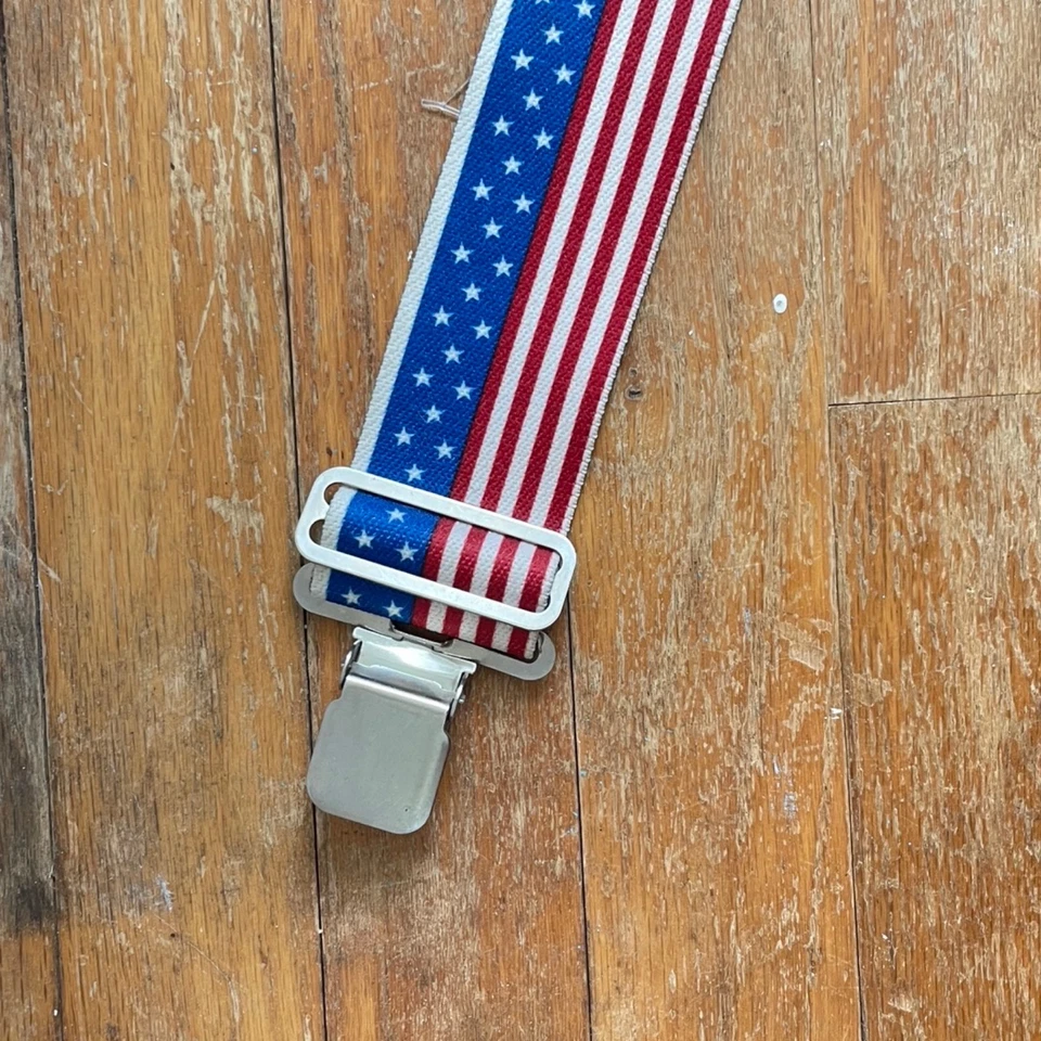 Vintage Mens American Flag Suspenders 1970s Adjustable One Size Fits Most - Image 2 of 3