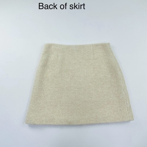 NWT $335 THEORY Designer Wool Blend Lined A Line Ivory Tweed Mini Skirt Sz. 4 - Picture 4 of 9