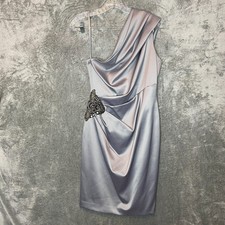 Eliza J Women Beaded Formal Occasion One Shoulder Beaded Satin Sheath Dress 8