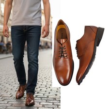 Cole Haan Hawthorne plain oxfords dress shoes British tan leather preppy formal