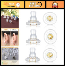 Secure Silicone Earring Backs - 18K Gold, Hypoallergenic, No-Irritate, Locking R