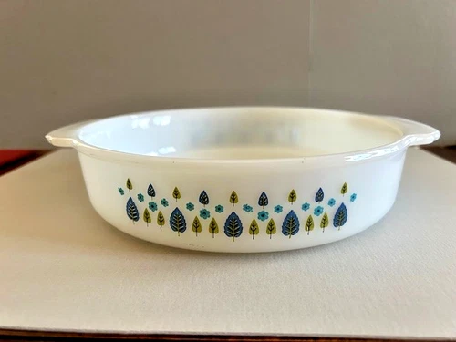 Vintage Fire King  Swiss Alpine Milk Glass Round Cake Dish