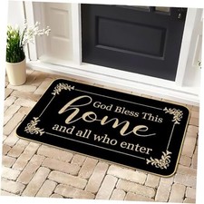 God Bless This Home Funny Welcome Doormat 29" x 17" Non-Slip Indoor Black-home