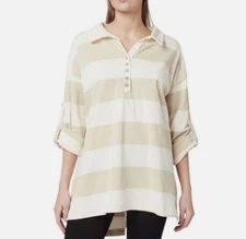 We The Free Peyton Rugby Collared Stripe Long Sleeve Top Women’s Large Preppy