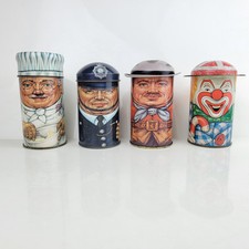 The Tin Box Company Cap-Tins Lot de 4 Chef Police UK Mounty Canadien Clown Vtg