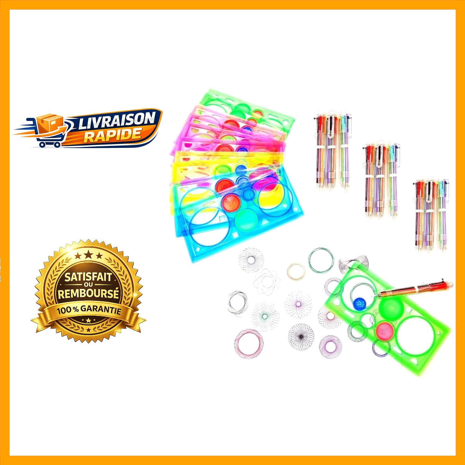 Kit spirograph plastique 10 règles créatives pour occuper les enfants le mercredi
