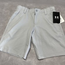 Under Armour Boys Size Youth XS NWT Showdown Golf Chino Shorts Gray 1361773