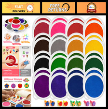 16 Colors 2 Pack Large Round Stamp Pads Ink Pads for Kids - Craft Supplies