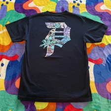 Primitive Apparel T-Shirt Men’s Medium Black Skateboarding Streetwear Floral Art