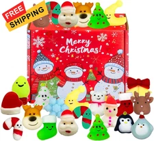 24 Pcs Christmas Mochi Squishy Toys,Mini Cute Squeeze Toy Stress Reliever... 