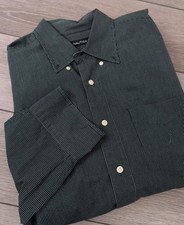 Men  s Nautica Long Sleeve Button Up Shirt 80  s Two-ply Cotton Green Check Sz XL