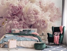 Pink Peonies floral Wallpaper Mural non-woven large size room easy to install