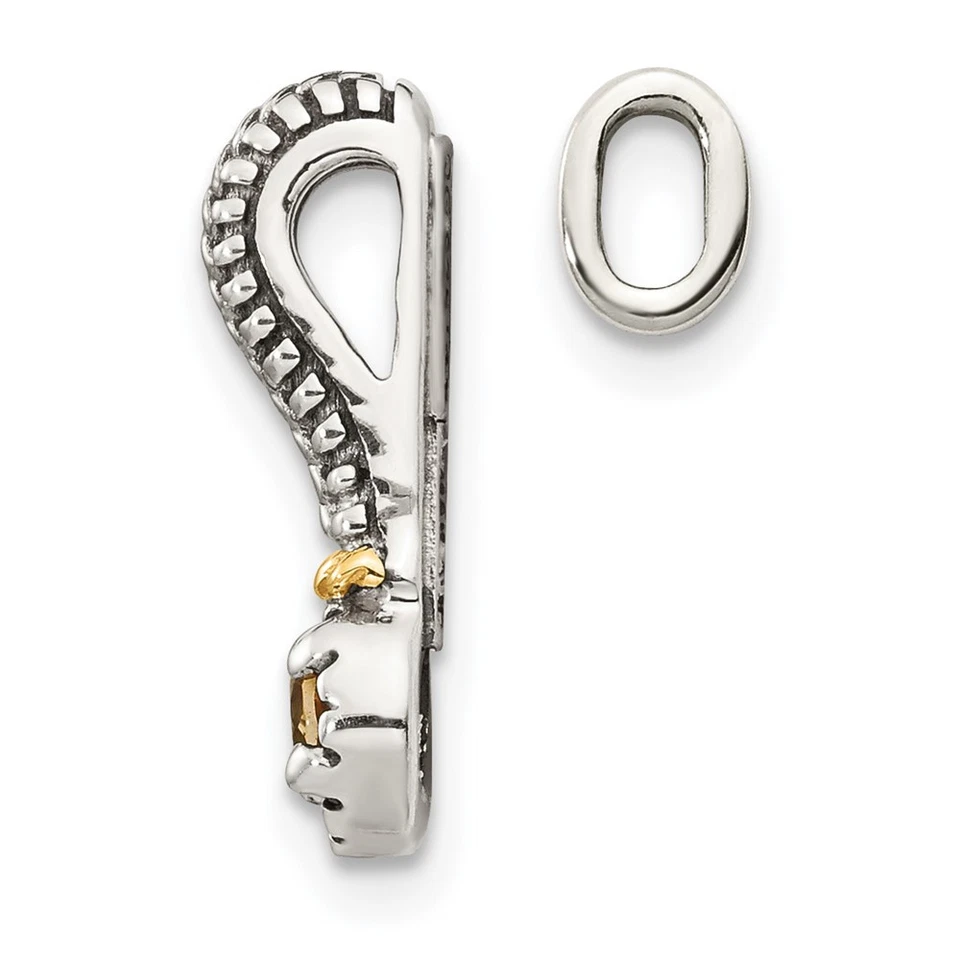 Colgante deslizable de cadena de citrino con acento de oro de 14 k envejecido Foto 2 de 4