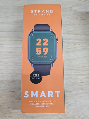 STRAND DENMARK SMART WATCH - BLACK CASE GRAY STRAP - Blood Pressure,  Heart Rate