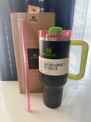 NEW neon Stanley Quencher H2.0 40oz Tumbler w/ Handle Lid Straw Black/Green/Pink