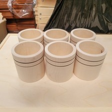 Wooden Round Cups, Set of 6, Made of Natural Wood, - Decoupage / Unpainted