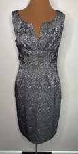 Adrianna Papell Illusion Lace Sheath Dress Black Nude Size 8