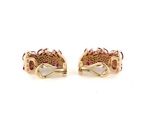 EFFY Rosa Marquise Ruby & Diamond 14K Rose Gold Earrings - Picture 4 of 7