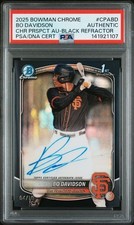 RARE SSP /10 TRUE BLACK REFRACTOR AUTO 2025 1ST BOWMAN CHROME BO DAVIDSON PSA