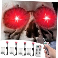 Halloween LED Glowing Light Up Skulls Eyes - 4 Pack - DIY Red Halloween Decor