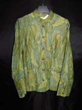 Coldwater Creek M NWT Green Blue Paisley Tapestry Blazer Jacket Button Pockets