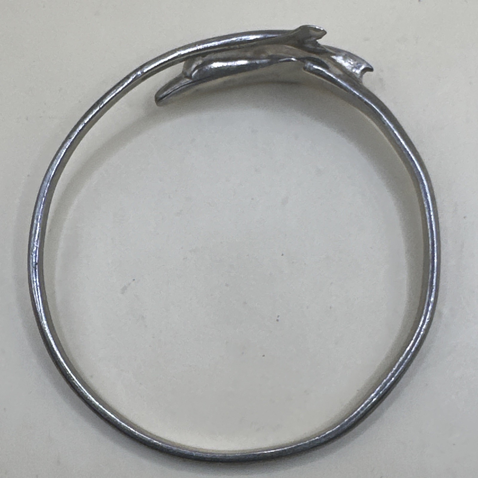 Dolphin Design Solid Sterling Silver Bypass Bangl… - image 8