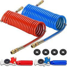 15ft Coiled Air Brake line Assembly with Glad Hands, Coiled Air Brake Lines for