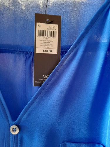 M&Co Cobalt Blue Chiffon Tie Front Blouse Size 12 BNWT - Picture 2 of 8