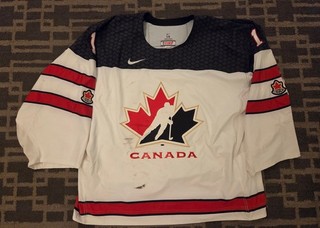 2019 Team Canada Raygan Kirk #1 Game Worn U18 Gold MVP Nike Goalie Jersey