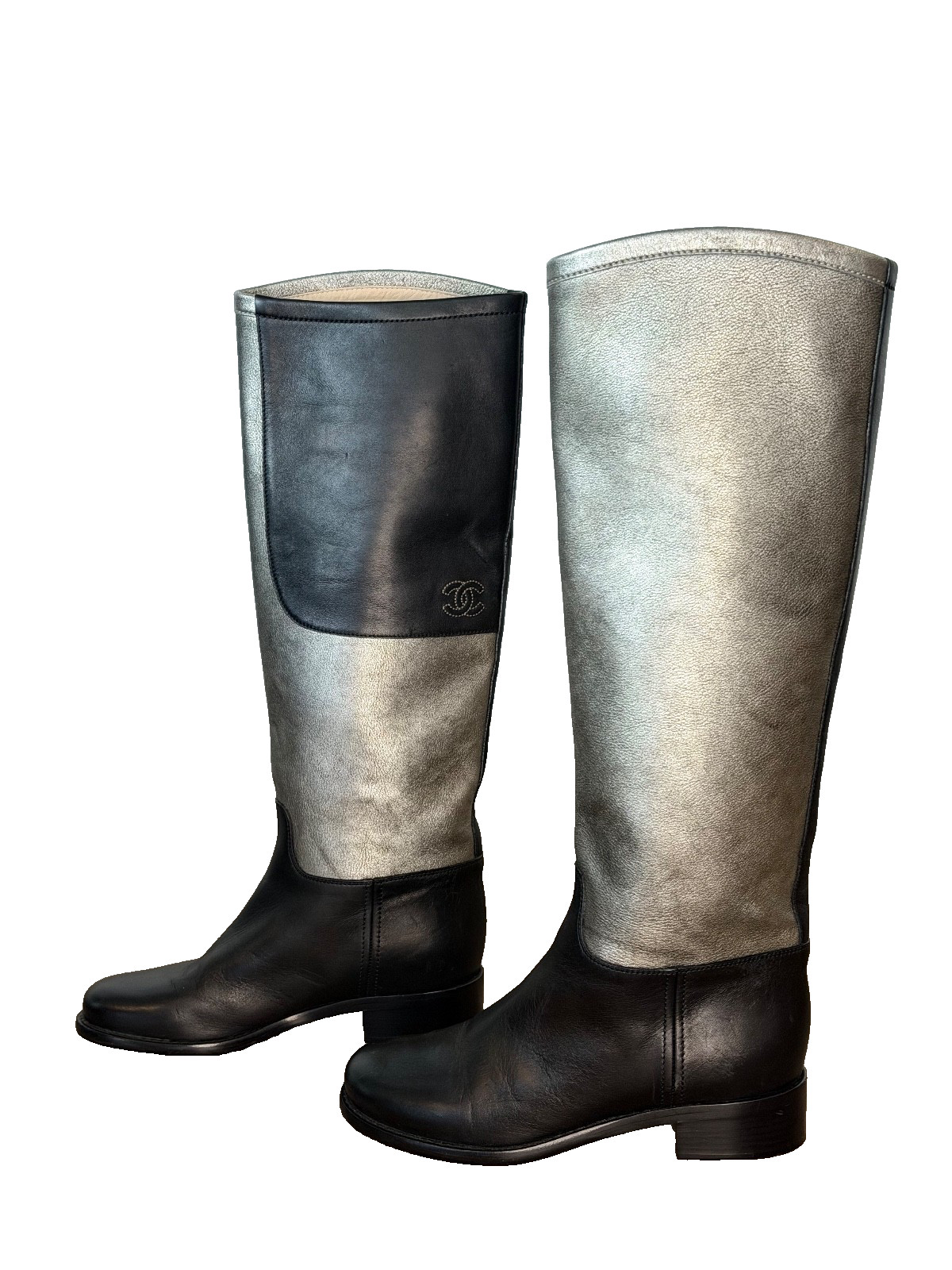 Chanel 2012 Karl Lagerfeld Silver Black Interlock… - image 2