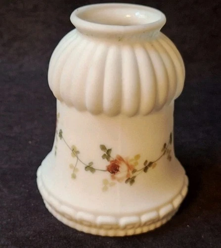 Art Deco Style Handpainted Roses Milk Glass Lamp Shade 5"
